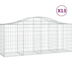 Kaareva kivikori 200x50x40/60 cm galvanoitua rautaa