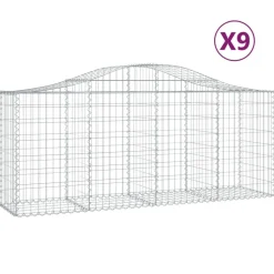 Kaareva kivikori 200x50x40/60 cm galvanoitua rautaa