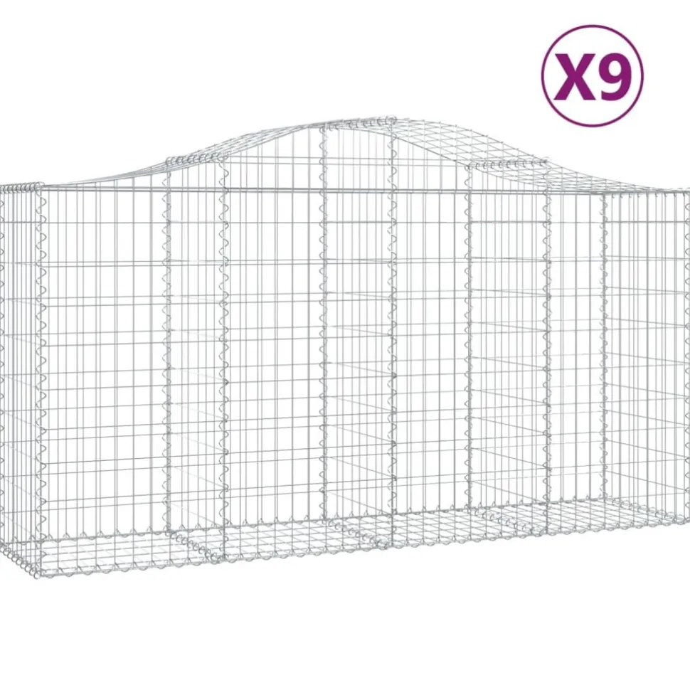 Kaareva kivikori 200x50x40/60 cm galvanoitua rautaa