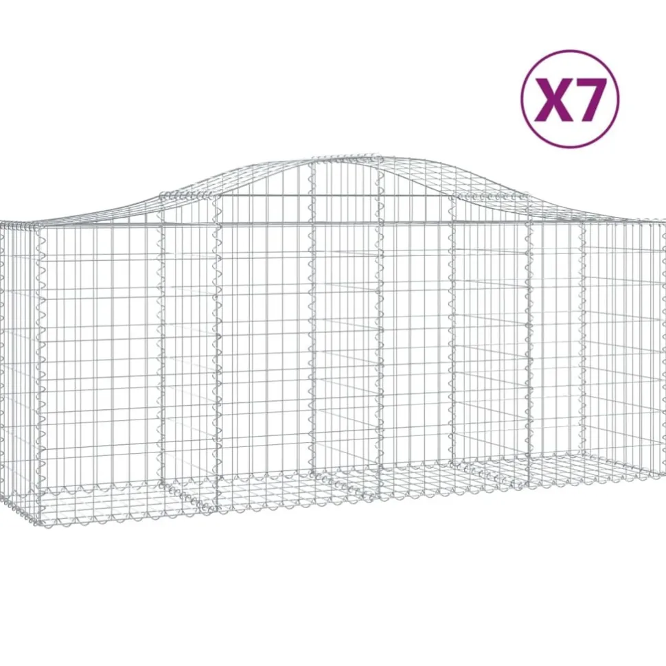 Kaareva kivikori 200x50x40/60 cm galvanoitua rautaa