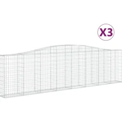 Kaareva kivikori 200x50x40/60 cm galvanoitua rautaa