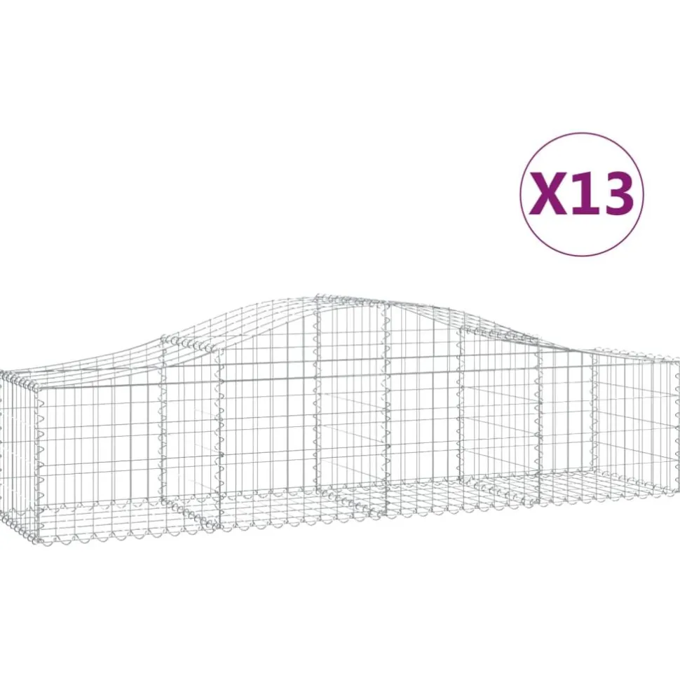 Kaareva kivikori 200x50x40/60 cm galvanoitua rautaa