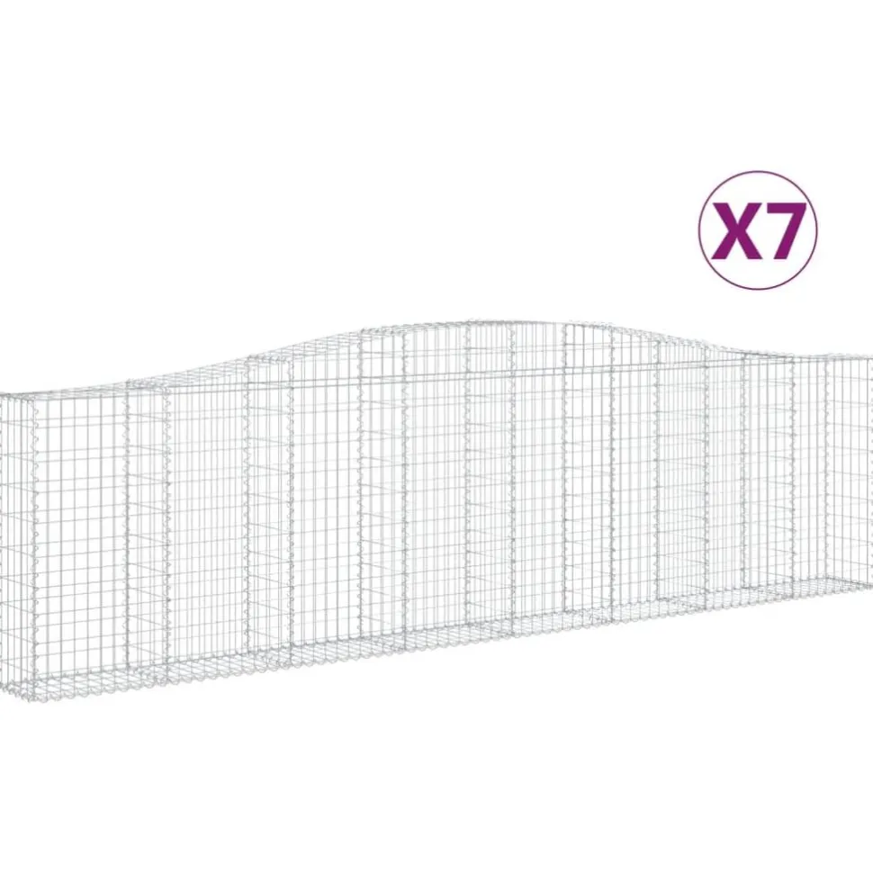 Kaareva kivikori 200x50x40/60 cm galvanoitua rautaa