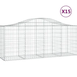 Kaareva kivikori 200x50x40/60 cm galvanoitua rautaa