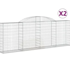 Kaareva kivikori 200x50x40/60 cm galvanoitu rauta