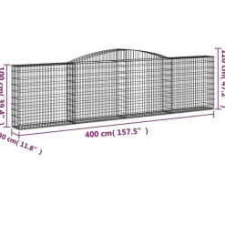 Kaareva kivikori 200x50x40/60 cm galvanoitu rauta