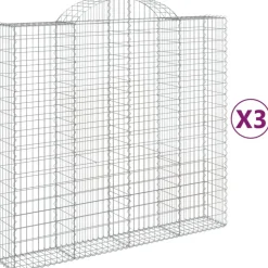 Kaareva kivikori 200x50x40/60 cm galvanoitu rauta