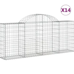 Kaarevat kivikorit 2 kpl 200x30x40/60 cm galvanoitu rauta (46047)