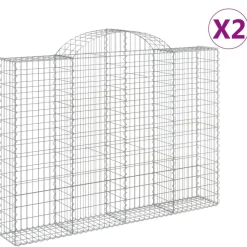 Kaarevat kivikorit 2 kpl 200x30x40/60 cm galvanoitu rauta (46047)