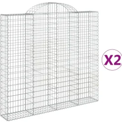 Kaarevat kivikorit 2 kpl 200x30x40/60 cm galvanoitu rauta (46047)