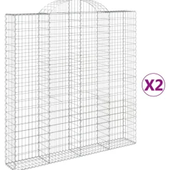 Kaarevat kivikorit 2 kpl 200x30x40/60 cm galvanoitu rauta (46047)
