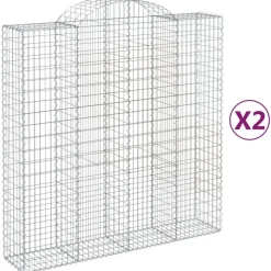 Kaarevat kivikorit 2 kpl 200x30x40/60 cm galvanoitu rauta (46047)