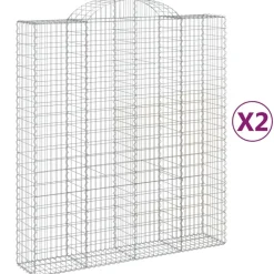 Kaarevat kivikorit 2 kpl 200x30x40/60 cm galvanoitu rauta (46047)