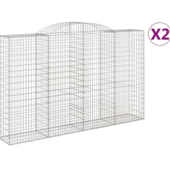 Kaarevat kivikorit 2 kpl 200x30x40/60 cm galvanoitu rauta (46047)
