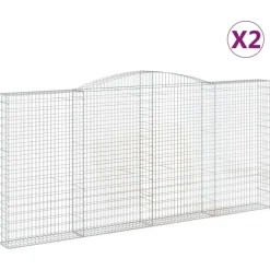 Kaarevat kivikorit 2 kpl 200x30x40/60 cm galvanoitu rauta (46047)