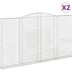 Kaarevat kivikorit 2 kpl 200x30x40/60 cm galvanoitu rauta (46047)