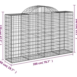 Kaarevat kivikorit 2 kpl 200x30x40/60 cm galvanoitu rauta (46047)