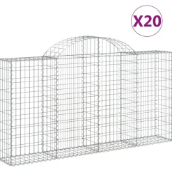 Kaarevat kivikorit 2 kpl 200x30x40/60 cm galvanoitu rauta (46047)