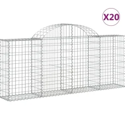 Kaarevat kivikorit 2 kpl 200x30x40/60 cm galvanoitu rauta (46047)