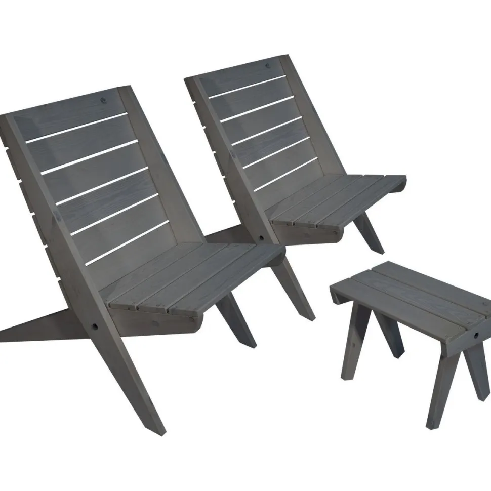 Kalusteryhmä EcoFurn Granny, 2 tuolia + pöytä, mänty