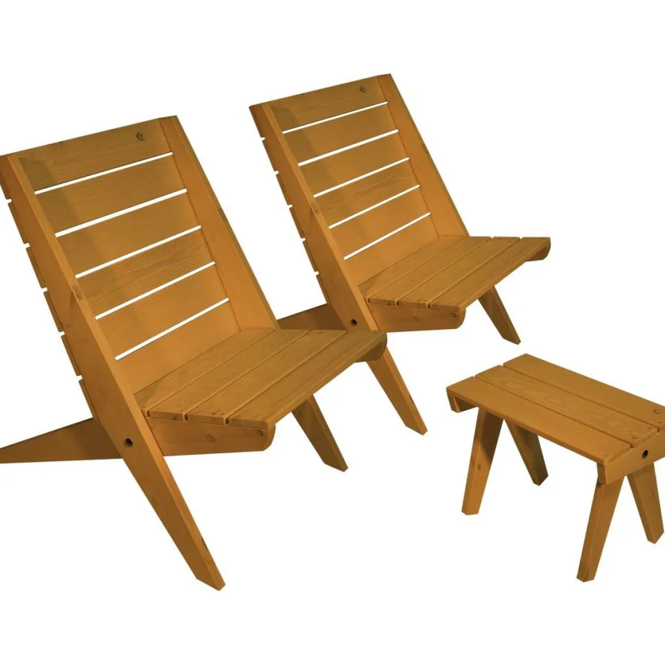 Kalusteryhmä EcoFurn Granny, 2 tuolia + pöytä, mänty
