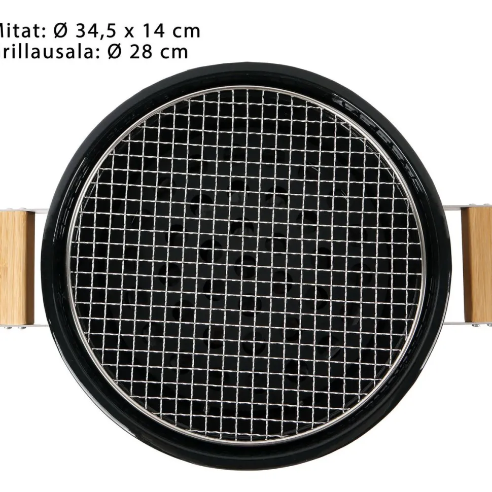 Kamado-grilli Easy Cooking Kamado Korea/Hibachi BBQ, Ø28 cm, pöytämalli, musta