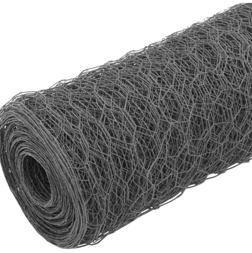 Kanaverkko teräs PVC pinnoitteella silmäkoko 36mm 25x0.75m harmaa