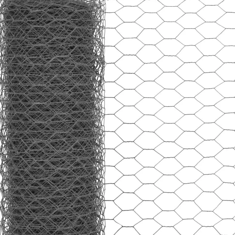 Kanaverkko teräs PVC pinnoitteella silmäkoko 36mm 25x0.5m harmaa