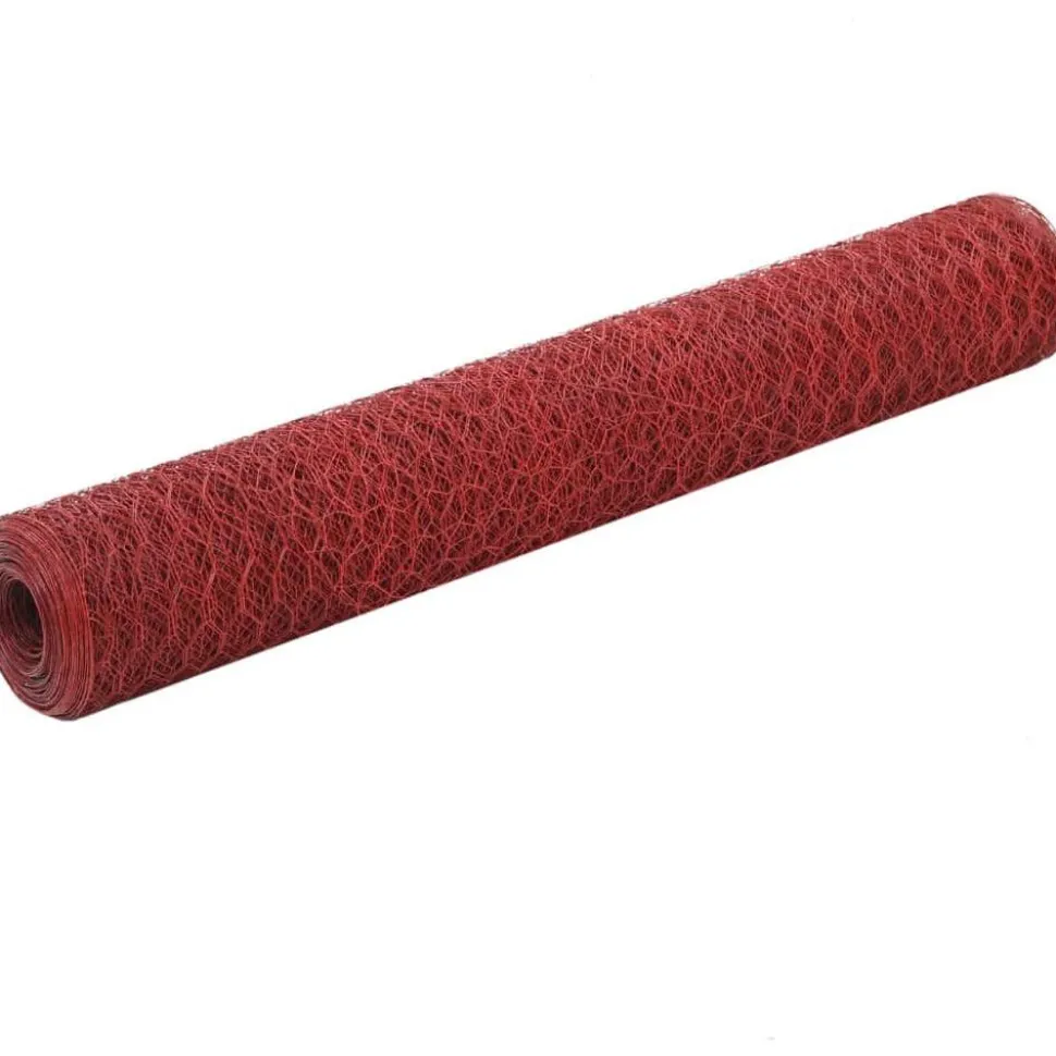 Kanaverkko teräs PVC pinnoitteella silmäkoko 25mm 25x1m punainen