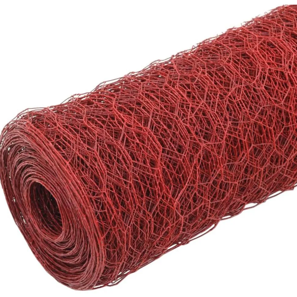Kanaverkko teräs PVC pinnoitteella silmäkoko 25mm 25x1m punainen