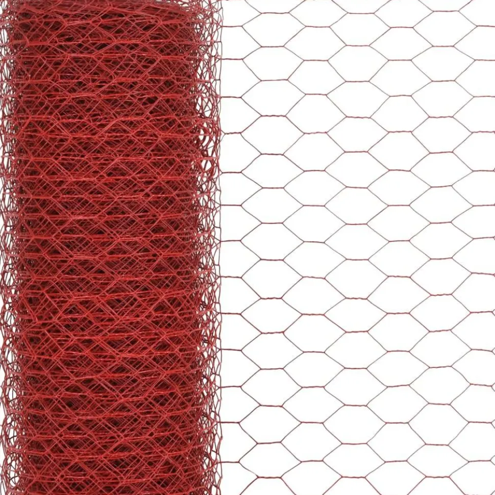 Kanaverkko teräs PVC pinnoitteella silmäkoko 25mm 25x1m punainen
