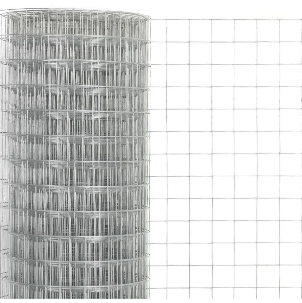 Kanaverkko 12x12mm galvanoitu teräs 10x1.5m hopea