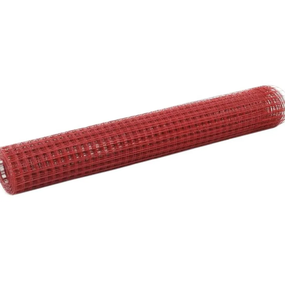 Kanaverkko 12x12mm teräs PVC pinnoitteella 25x1m punainen