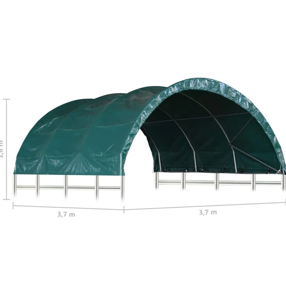 Karjateltta PVC 3,7x3,7 m vihreä