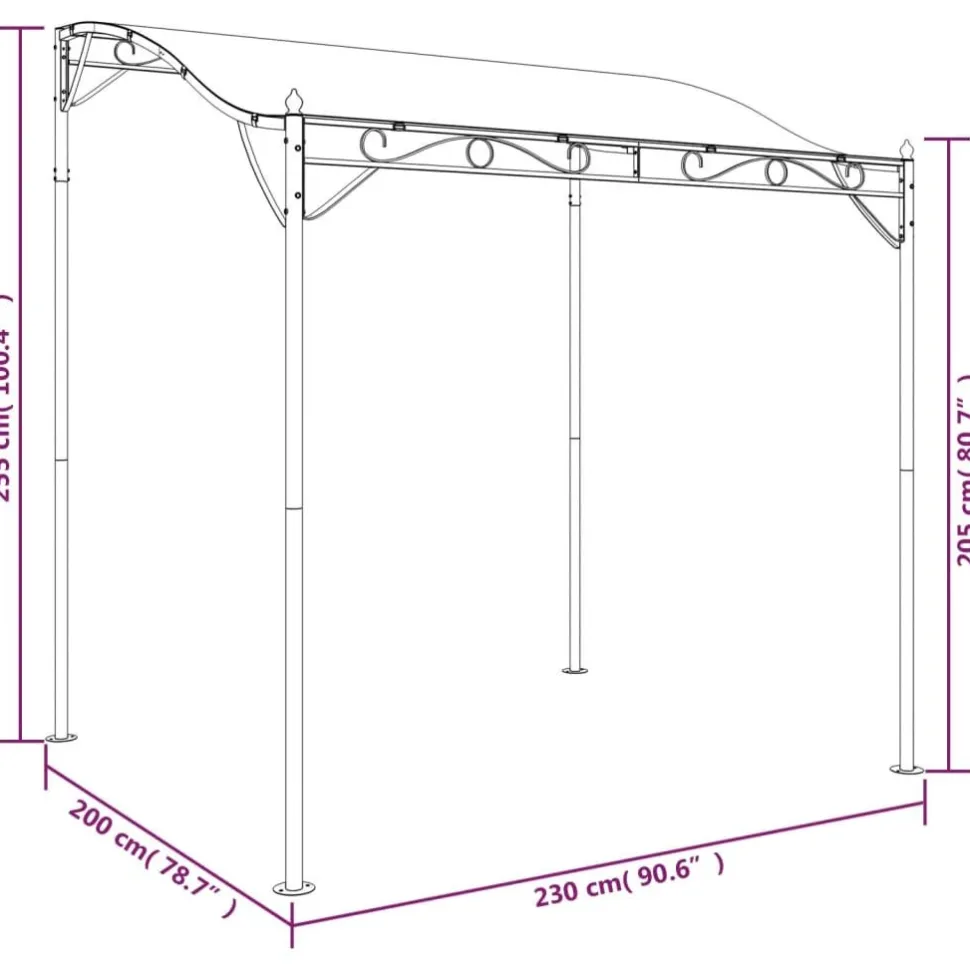 Katos 2x2,3 m 180 g/m² kangas ja teräs kerma
