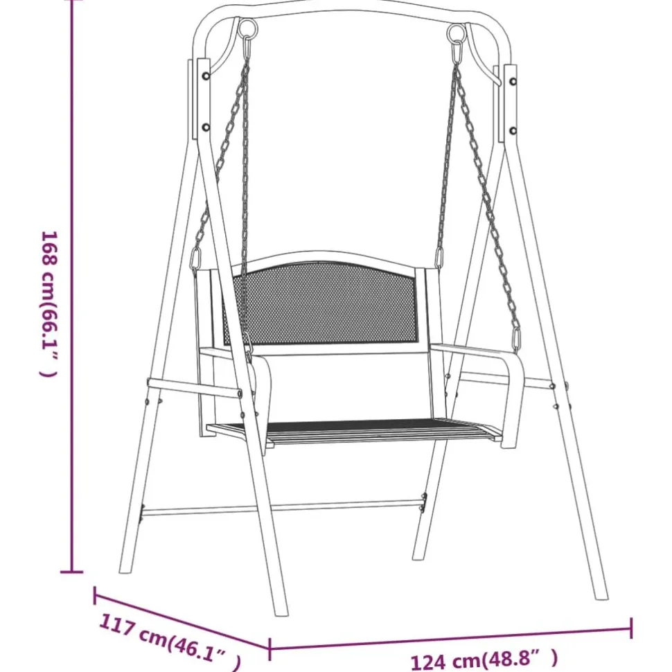 Keinupenkki 124 cm musta teräs