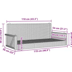Keinupenkki musta polyrottinki 119x56x48 cm (65625)