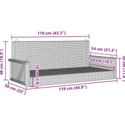 Keinupenkki musta polyrottinki 119x56x48 cm (65625)
