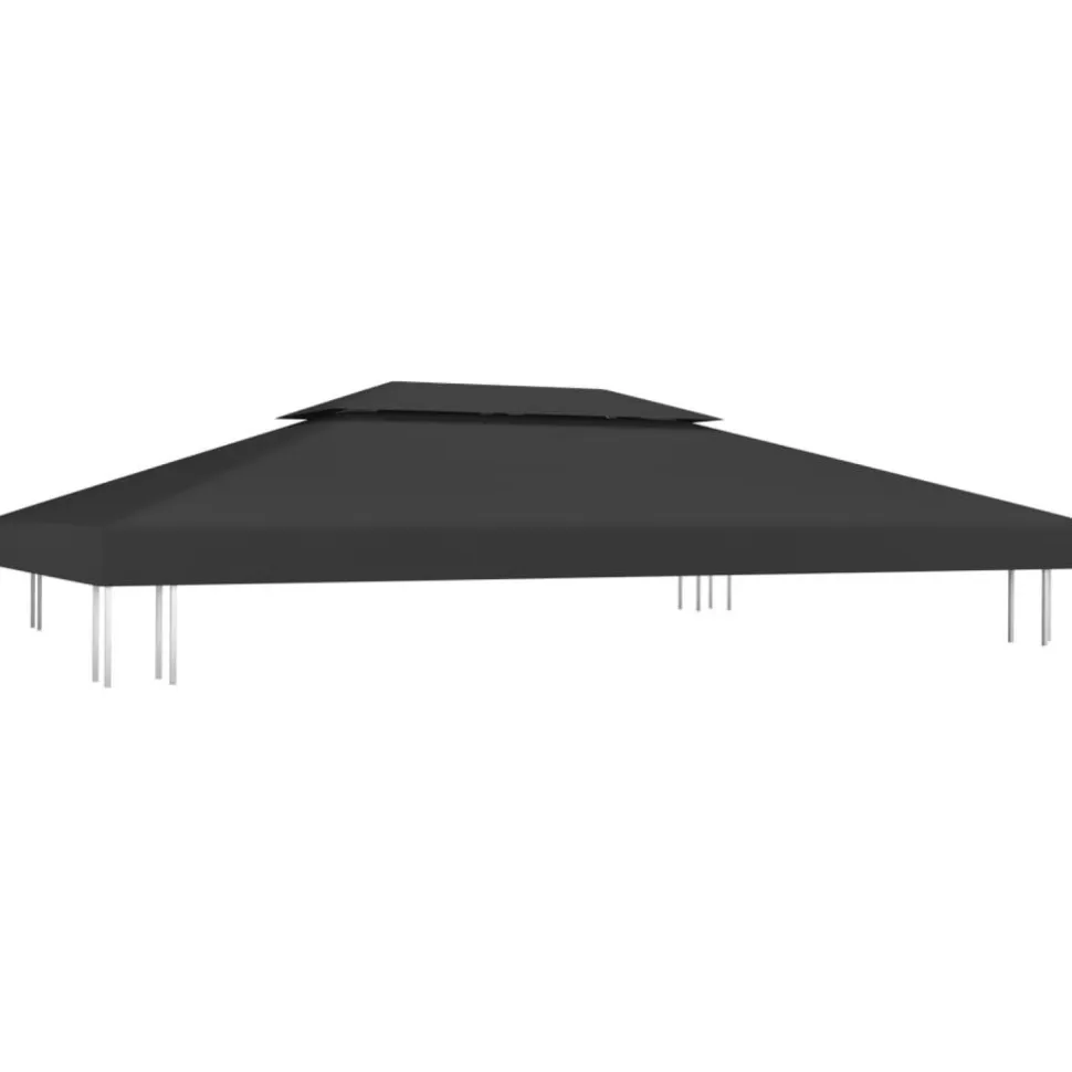 2-kerroksinen huvimajan katto 310 g/mâ² 4x3 m musta