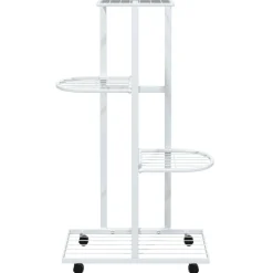 5-kerroksinen Kukkateline pyörillä 44x23x100 cm valkoinen rauta