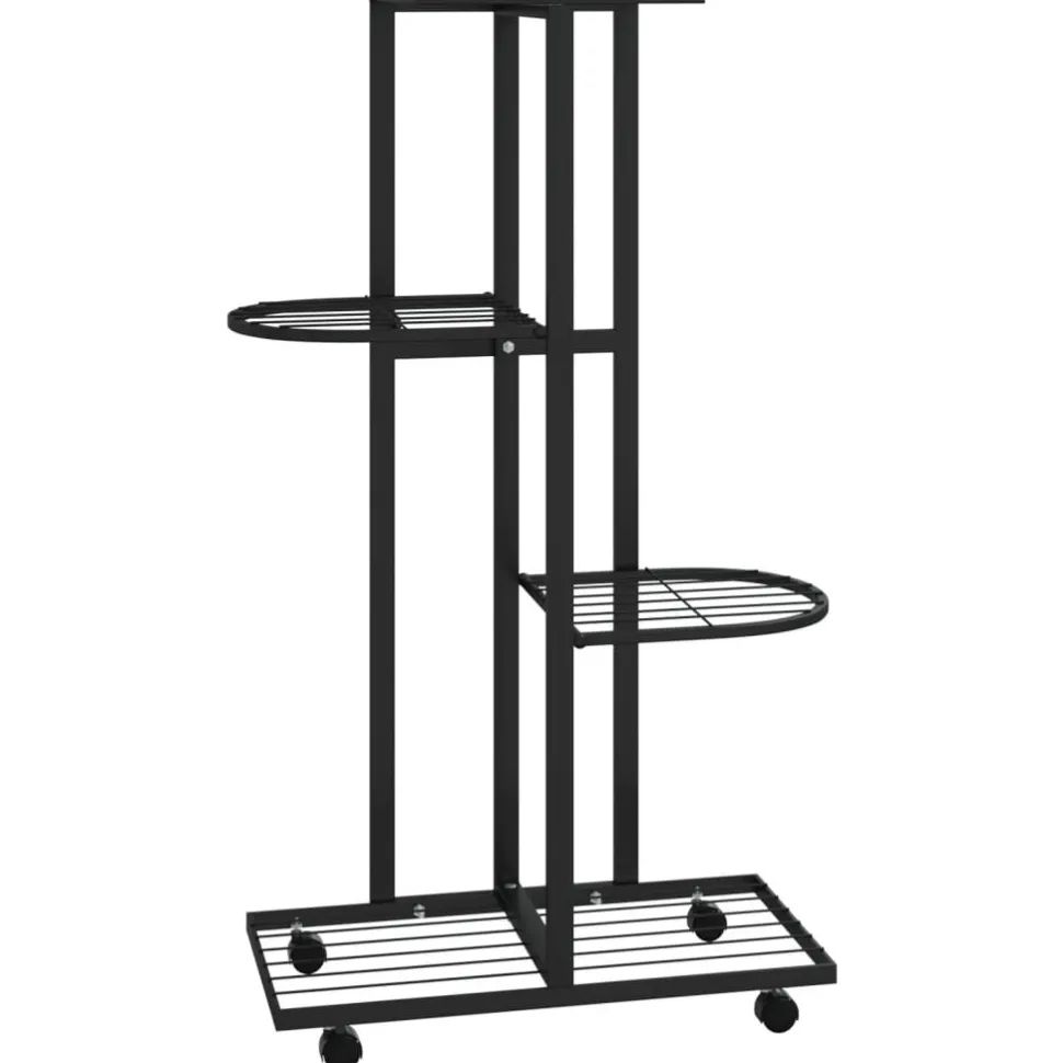 5-kerroksinen Kukkateline pyörillä 44x23x100 cm valkoinen rauta