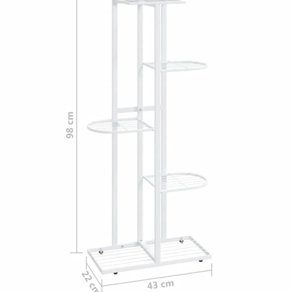 4-kerroksinen kukkateline 43x22x76 cm valkoinen metalli