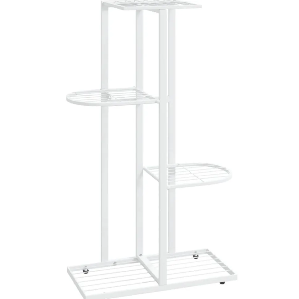 4-kerroksinen kukkateline 43x22x76 cm valkoinen metalli