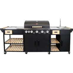 Kesäkeittiö Dose Barbeque 5 poltinta, sivukeitin, pesuallas, musta