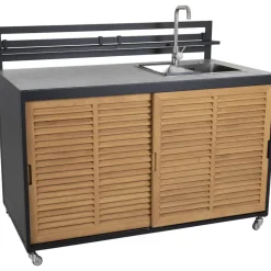 Kesäkeittiön allasmoduuli Brafab Fornax, 140x74cm, musta/tiikki