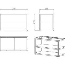 Kesäkeittiön hiiligrillimoduuli Myoutdoorkitchen, sivukeittimellä, 120cm, ruostumaton teräs