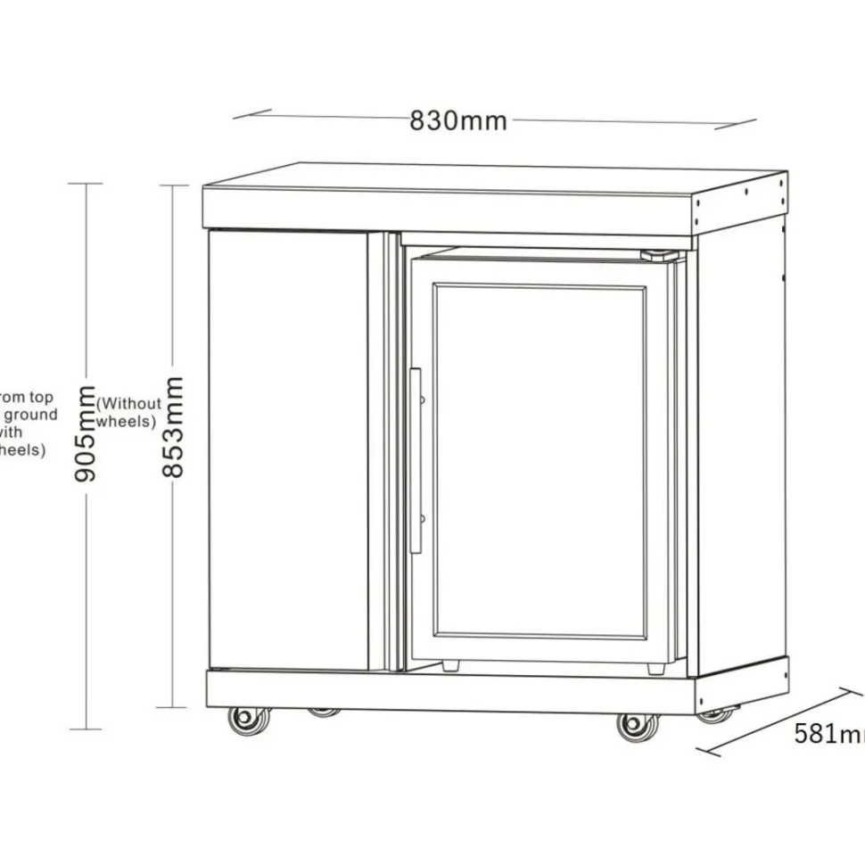 Kesäkeittiön moduuli jääkaapilla ja säilytyskaapilla Myoutdoorkitchen Classic l,ine Stainless, rst 63 l,