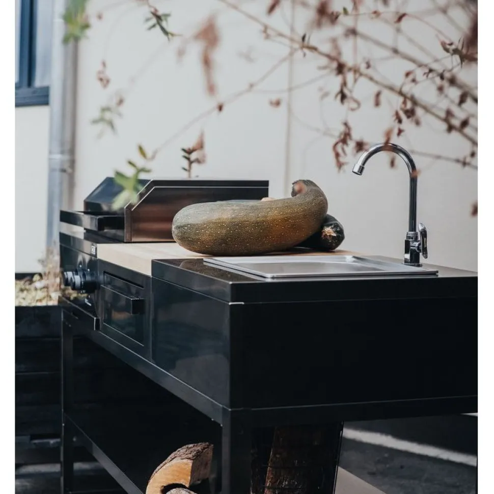 Kesäkeittiön perusmoduuli Myoutdoorkitchen 120 cm 2 moduulia musta