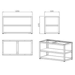 Kesäkeittiön perusmoduuli Myoutdoorkitchen 120 cm 2 moduulia musta