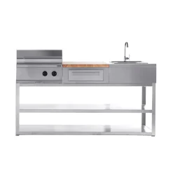 Kesäkeittiön tiskiallasmoduuli Myoutdoorkitchen integroitava ruostumaton teräs